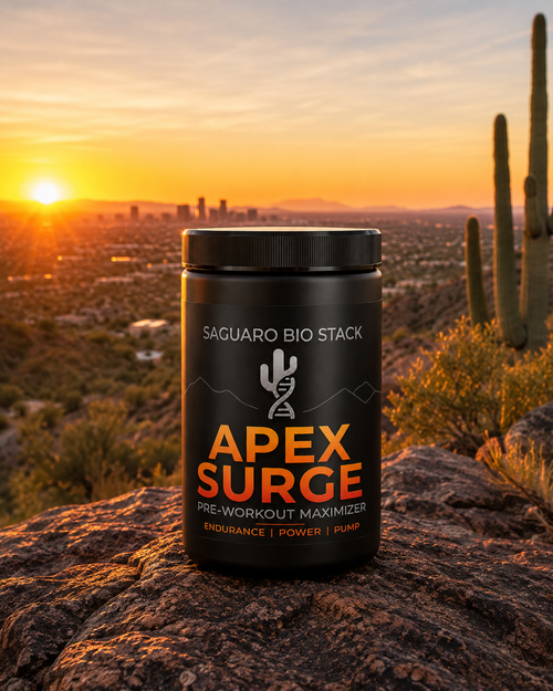 Saguaro Bio Stack Apex Surge supplement bottle